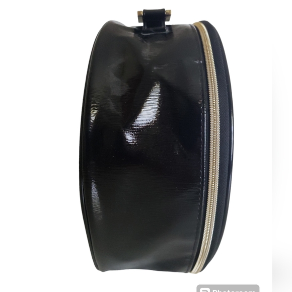 Lancome Paris Women's Black Patent Vegan Leather Travel Make Up Accessory Case - Picture 4 of 15